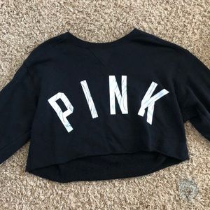 Pink XS Black Cropped Sweatshirt